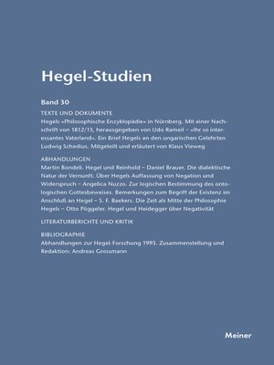 cover image of Hegel-Studien Band 30
